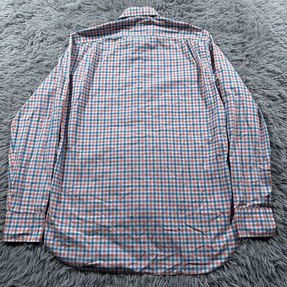 J Crew Shirt Medium Red Blue Button Up Ludlow Gingham Check Preppy Office Mens